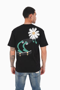 Ikao - Tee Shirt Oversize fleur Noir